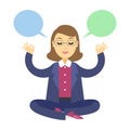 Businesswoman thinking during meditation. Woman doing yoga Royalty Free Stock Photo