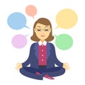 Businesswoman thinking during meditation. Woman doing yoga Royalty Free Stock Photo