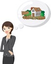 Businesswoman is thinking to buy a house