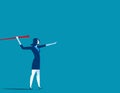 Businesswoman throwing the javelin. Concept business illustration. Vector flat