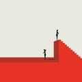 businesswoman at the top of the cliff. business concept in minimalist style. Career, leadership symbol. Vector