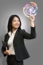 Businesswoman touch technology. Royalty Free Stock Photo