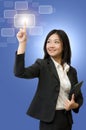 Businesswoman touch technology. Royalty Free Stock Photo