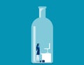 Businesswoman trapped in the bottle