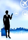 Businesswoman traveler with luggage