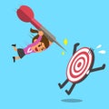 Businesswoman try to hit a target