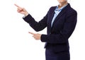 Businesswoman with two finger point aside Royalty Free Stock Photo