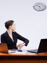 Businesswoman with two laptops
