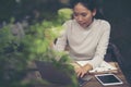 Businesswoman typing on laptop at workplace Woman working in home office hand keyboard Royalty Free Stock Photo