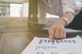 Businesswoman use tablet to analyze market chart at workplace. y Royalty Free Stock Photo