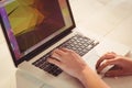 Businesswoman using her laptop at desk Royalty Free Stock Photo