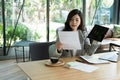 Businesswoman using tablet computer at workplace. startup woman Royalty Free Stock Photo