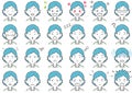 Businesswoman Vector Various Facial Expressions Set Isolated On A White Background.