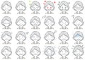 Businesswoman Vector Various Facial Expressions Set Isolated On A White Background.