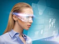 Businesswoman with virtual glasses