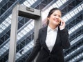 Businesswoman walk through security gate Royalty Free Stock Photo