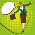 Businesswoman walk on tight rope Royalty Free Stock Photo