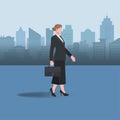 Businesswoman walking at the city design vector illustration Royalty Free Stock Photo