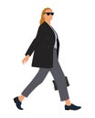 Business woman walking side view vector isolated. Royalty Free Stock Photo