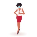 Businesswoman wearing face mask to prevent coronavirus epidemic self isolation concept full length