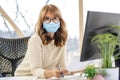 Businesswoman wearing face mask while working at the office Royalty Free Stock Photo