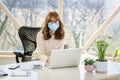 Businesswoman wearing face mask while working at the office Royalty Free Stock Photo