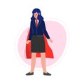 Businesswoman Wearing Red Waving Cape, Successful Superhero Business Person Character, Leadership, Challenge Goal