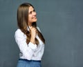 Businesswoman wearing white shirt looking side Royalty Free Stock Photo