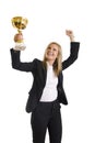 Businesswoman winning a cold cup Royalty Free Stock Photo