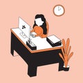 Businesswoman work at home concept design illustration