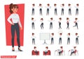 Businesswoman working character design set. Vector design