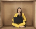 Businesswoman working on a computer in his minimalist office Royalty Free Stock Photo