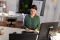 Businesswoman working on computer at night office Royalty Free Stock Photo