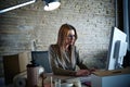 Businesswoman working computer at office Royalty Free Stock Photo