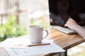 Businesswoman working with documents and laptop Royalty Free Stock Photo