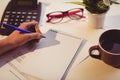 Businesswoman writing notes in book Royalty Free Stock Photo