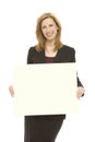Businesswoman and yellow board