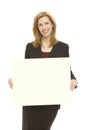 Businesswoman and yellow board Royalty Free Stock Photo