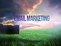 Businesswomans hand presenting the words email marketing