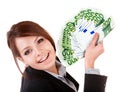 Businesswomen with group of money. Royalty Free Stock Photo