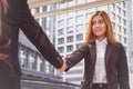 Businesswomen making handshake. concept Successful businesswomen.