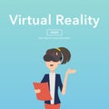 Busineswomen Use Virtual Reality Web Page Concept. Royalty Free Stock Photo