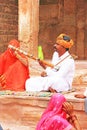 Busker in fort rajasthan india Royalty Free Stock Photo