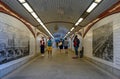 A busker in the pedestrian underpass beneath Blackfriars Bridge, London, UK Royalty Free Stock Photo