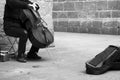 Busker playing the cello Royalty Free Stock Photo