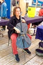 Busker Playing Cello in Juneau, Alaska Royalty Free Stock Photo
