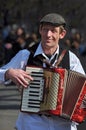 Busker Playing Piano Accordion in New York Royalty Free Stock Photo