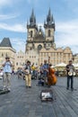 Buskers at the Old Town Square in Prague Royalty Free Stock Photo