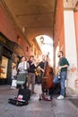 Buskers playingand singing in Piazza Maggiore of Bologna Royalty Free Stock Photo