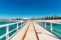 Busselton Jetty with train tracks and historical museum, Western Australia